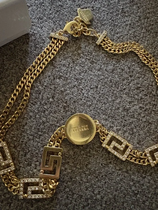 Versace Gold-Tone Medusa Chain Necklace with Greek Key Links - Picture 7 of 11